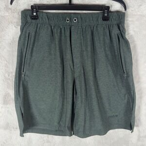 Mitre Men's Dark Green Athletic Shorts Zip Pockets Elastic Waist Size L